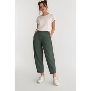 Foil Barrel Ankle Pants Viridian Olive Green Technical Cotton NWT US 10 AU NZ